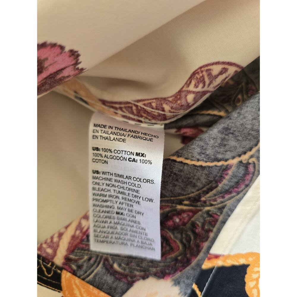 Chico's no iron button-up blouse geometric print 100% Cotton US 4/6 - Picture 7 of 7